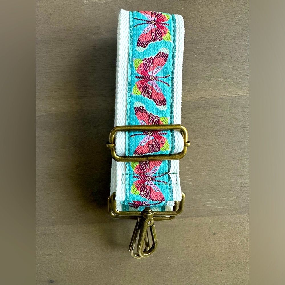 Butterfly handbag bag crossbody strap NEW turquoise and pink